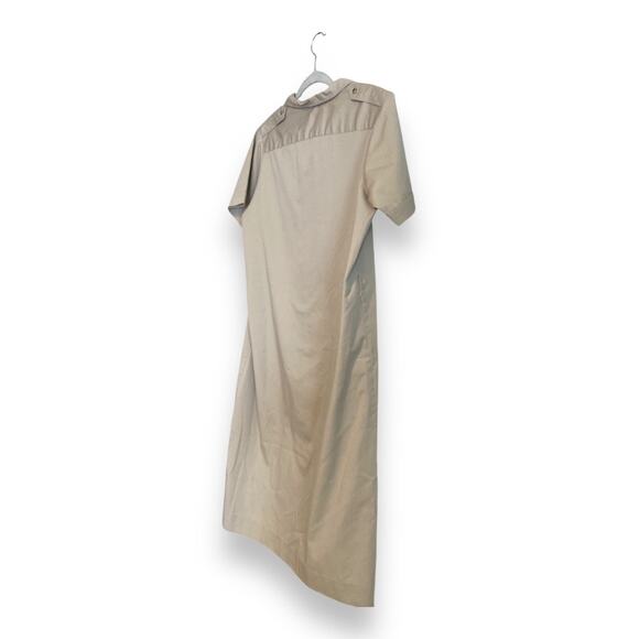 Vintage 90s LL Bean Safari Shirt Dress Large โ Khaki Button Up Utility Style - Picture 4 of 16